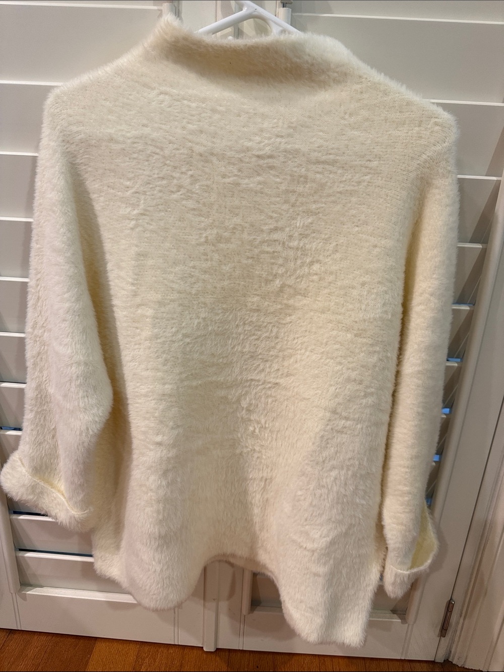 Cost Plus World Market Cream Fuzzy Turtleneck Sweater